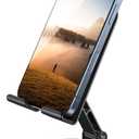 Lamicall Adjustable Phone Stand for Desk - 360 Rotating Foldable Cell Phone Holder Desktop Portable Cellphone Stand, Office Desk Accessories for iPhone 16 15 14 13 Pro Max, 4-10 Smartphones, iPad (Black)