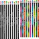 Gersoniel 60 Pcs Personalized Pencils with Name Motivational Fun Pencils Inspirational for Student Color Changing Mood for Kid(Black,Fresh Style)