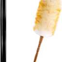 Lambswool Duster with Solid Wooden Handle,Leather Hang Strap,18.9 inch Long,Natural Feather Duster for Cleaning Ceiling Fans,Window Blinds,Computer Screens,Bookshelves etc