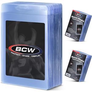 BCW Semi Rigid Card Holder #1 | 100 Pack | Semi Rigid Card Sleeves for Grading Preparation | Protective Holders for Sports & Trading Cards