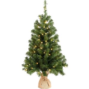 VINGLI 3ft Green Mini Artificial Christmas Tree with 150 Branches Tips, Pre-lit Design, Tabletop Xmas Tree for Christmas Party and Home Indoor Decoration Battery Operated (2ft 11in)
