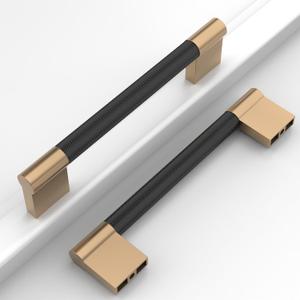 10 Pack 5"(128mm) Matte Black and Champagne Bronze Cabinet Pulls Knurled Kitchen Cabinet Handles Drawer Pulls Cupboard Hardware for Cabinets