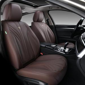 FLORICH Seat Covers, Leather Seat Cover Waterproof Universal Seat Cushions for Cars, Auto Seat Protectors Universal for Most SUV Truck, Coffee (Front, Dark brown)