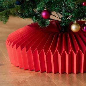 26in Christmas Tree Collar, Honeycomb Folded Paper Basket Skirt Collars, Christmas Tree Ring Base Stand Cover for Holiday Home Decoration(Red)