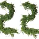 PHYTIGRO 2pcs 6FT Artificial Christmas Decorations Norfolk Pine Real Touch Stems Tree,Indoor Outdoor Garland for Mantle Window Wall Greenery Home Decor