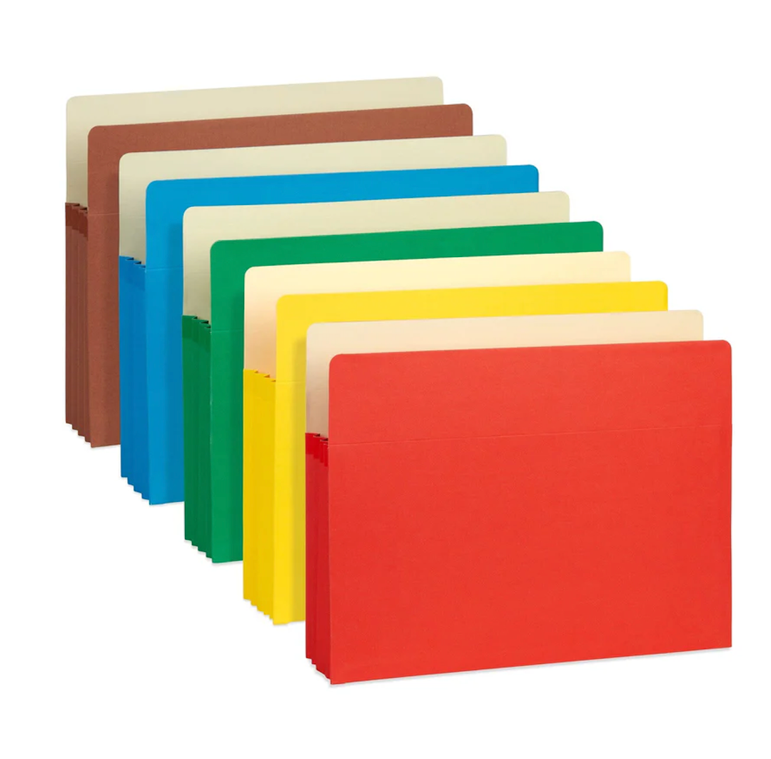 Blue Summit Expanding File Pockets, Letter Size, 3.5” Expansion, Assorted Colors – 10 Folders 