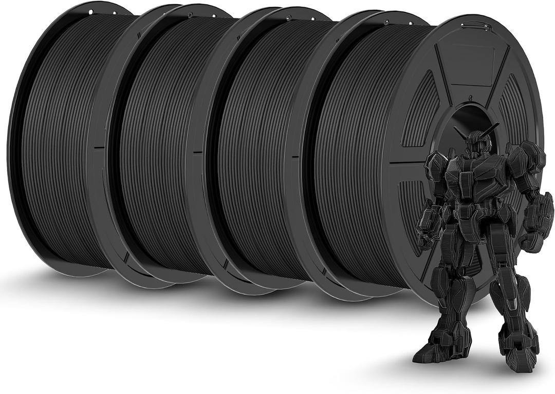 TECBEARS Matte PLA Filament Bundle 4kg, PLA Matte 3D Printer Filament 1.75mm,Dimensional Accuracy +/- 0.02mm, 1kg Spool,4 Pack, Black