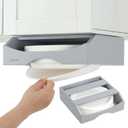 10-inch Paper Plate Dispenser Under Cabinet, Bamboo Paper Plate Holders, Kitchen Counter Vertical Plate Dispensers Holders Countertop Caddy (For 10-inch Plates,Gray)