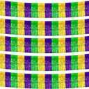 2 x 5 Pack 10 Feet Mardi Gras Foil Fringe Garland Mardi Gras Parade Float Fringe Metallic Streamers Tinsel Fringe Banner for Birthday Party Decor St Patrick Halloween Christmas Decoration