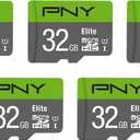 PNY 32GB Elite Class 10 U1 microSDHC Flash Memory Card - 100MB/s, Full HD, UHS-I, Micro SD, 5 Count (Pack of 1)