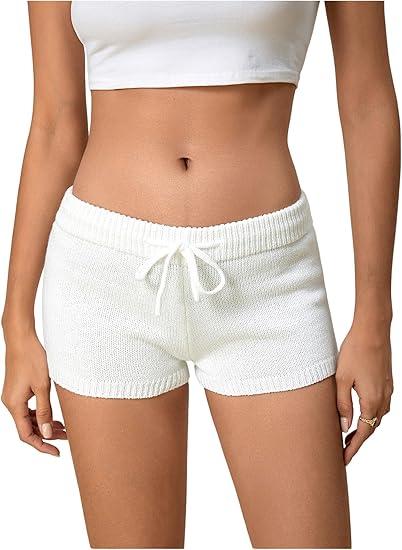 Women's Crochet Knit Mini Shorts Micro Pajama Fuzzy Shorts S