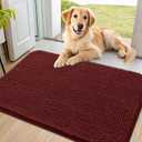 Smiry Dog Door Mat for Muddy Paws 36x24, Absorbs Moisture and Dirt Doormat, Non-Slip Washable Quick Dry Chenille Front Door Mat Indoor Entrance, Entryway Carpet for Inside Floor, Caramel Russet