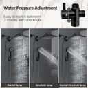Shower Head, 8 inch Multifunction High Pressure Rain Shower Head with Handheld Spray Combo with 11'' Angle Adjustable Extension Arm/Flow Regulator/Shower System Matte Black