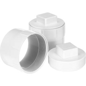 Gadpiparty 2 Pcs 4" PVC Sewer Cleanout Cap, Sewer Pipe Cap, With Plug Pipe Fitting, for Outdoor Garden, RV, and Other Drainage Piping System