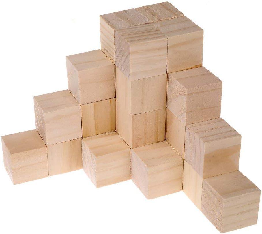 Supla 40pcs 1.5 inch - Natural Solid Wood Square Blocks - for Puzzle Making, Crafts, and DIY Projects