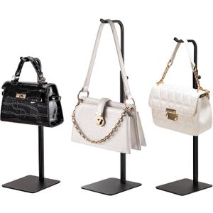 pickpiff 3 Pack Purse Holder Handbag Display Stand: Black Hanger Rack for Bags, Purses, and Wreath, Adjustable Hook Stand for Tabletop, Closet, and Retail Use for Vendors