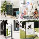 Wedding Sign Stand, Black Wedding Welcome Sign, Wedding Sign Holder with Storage Bag and Leather Sign Hanging Straps, Easel Stand for Sign, Welcome Sign for Party