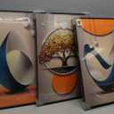 3 Pcs Modern Abstract Canvas Wall art Golden Deer Luxury Foil Lines Paintings Pictures Wall Decor White Blue orange color Grey posters Prints for Living Room Bedroom Office Home Decoration Unframed
