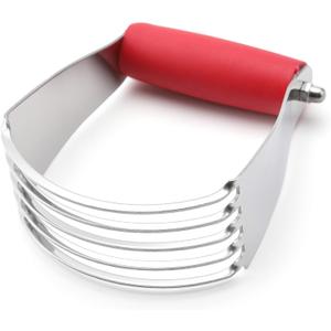 Spring Chef Dough Blender, Top Professional Pastry Cutter, Heavy Duty Baking Tool with Stainless Steel Blades, Medium Size, Red
