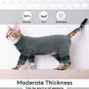 PUMYPOREITY Fur Control Cat Pajamas, Versatile Shirt for All-Day Wear, Soft Stretchy Sweater with Back Snap for Easy Wear, Cat Onsie Prevents Licking Wounds, 2XL, Grey