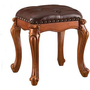 Foot Stools,Vintage Ottoman Cherry Leather Foot Rest,Wooden Footrest,Upholstered Footstool for Couch/Living Room/Sofa (18.5)