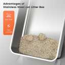 XL Enclosed Stainless Steel Cat Litter Box with Lid,Extra Large Cat Litter Pan for Big Cats & Multiple Cats,Metal Litter Box with Litter Scoop and Litter Mat,Anti-Leakage, Odor Free, Non-Sticky