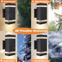 LED Outdoor Wall Light, 4 Pack Square Up and Down Exterior Lighting Fixture Wall Mount, Modern Aluminum Porch Light Waterproof Outside Lights for House