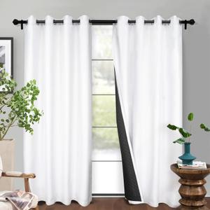 DriftAway Blackout Soundproof Thermal Insulated Linen Textured Curtains with Quilted Thermal Lining for Cold and Heat Blocking Noise Reducing Daytime Sleep 1 PC 52 Inches by 84 Inches White