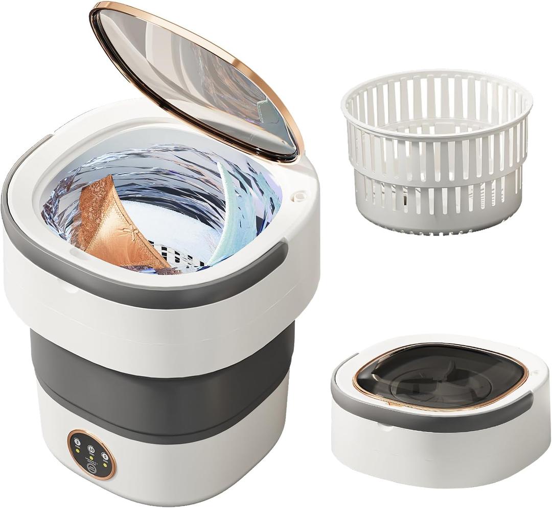 Portable Washing Machine 20L Small Foldable Washer with Spin Basket, 3 Mode Deep Clean Mini Laundry Machine for Travel, Dorms, Camping, Ideal for Baby Clothes, Underwear, Socks Gray