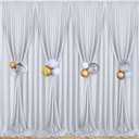 40 ft x 10 ft Wrinkle Free Silver Backdrop Curtain for Parties, Polyester Silver Grey Backdrop Drapes 8 Panels 5x10ft for Baby Shower Photoshoot Engagement Wedding Birthday Photography Background