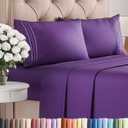King Size 4 Piece Sheet Set - Comfy Breathable & Cooling Sheets - Hotel Luxury Bed Sheets for Women & Men - Deep Pockets, Easy-Fit, Extra Soft and Wrinkle Free Sheets - Purple Oeko-Tex Bed Sheet Set