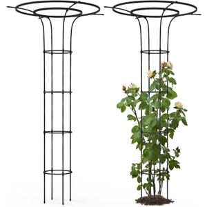 69" Tall Garden Obelisk Trellis for Climbing Plants Rustproof Metal Plant Support with Adjustable Rings, 2-Pack for Outdoor Potted Vines & Indoor Planters, 29.5L*69H inch-2Pack