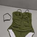 RELLECIGA Women's Tummy Control One Piece Swimsuit Bandeau Strapless Bathing Suits, M