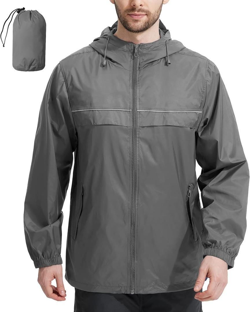SWISSWELL Rain Jacket Men Waterproof Windbreaker Packable Lightweight Hooded Raincoat for Golf Cycling Hiking (3X-Large)