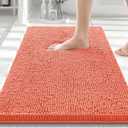 Smiry Luxury Chenille Bathroom Rugs 30x20, Extra Soft and Absorbent Shaggy Bath Mat, Machine Washable, Non-Slip Plush Carpet Runner for Tub, Shower, and Floor, Home Decor Accessories, Coral