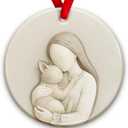 3 x Cat Christmas Ornament 2025  Just a Girl Who Loves Kitten, Pet Lover Xmas Tree Ceramic Keepsake - Sympathy Ornament Gifts for Cat Moms, Girls, Women