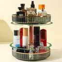 360 Rotating Makeup Organizer for Vanity,2 Tier Independent Rotation Large Capacity Skincare Organizers,Bathroom Counter Organizer, Spinning Monobloc Design Perfume & Vanity Organizer