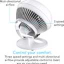Vornado 460 Small Desk Fan with 3 Speed Settings, Adjustable Tilt Chrome Glide Bar, for Bedroom, Office, Home, Air Circulation up to 70 Feet, Quiet Table Fan, White