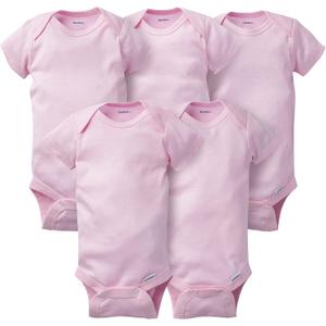 Gerber baby-girls 5-pack Solid Onesies Bodysuits (3-6 Months, Pink)