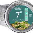 FUNSTITUTION Round Disposable Aluminum Pie Pans (30 Pack) - 7 Inch Disposable Pie Pans - Round Aluminum Foil Pans For Baking, Grilling, Cooking, Storing, Prepping