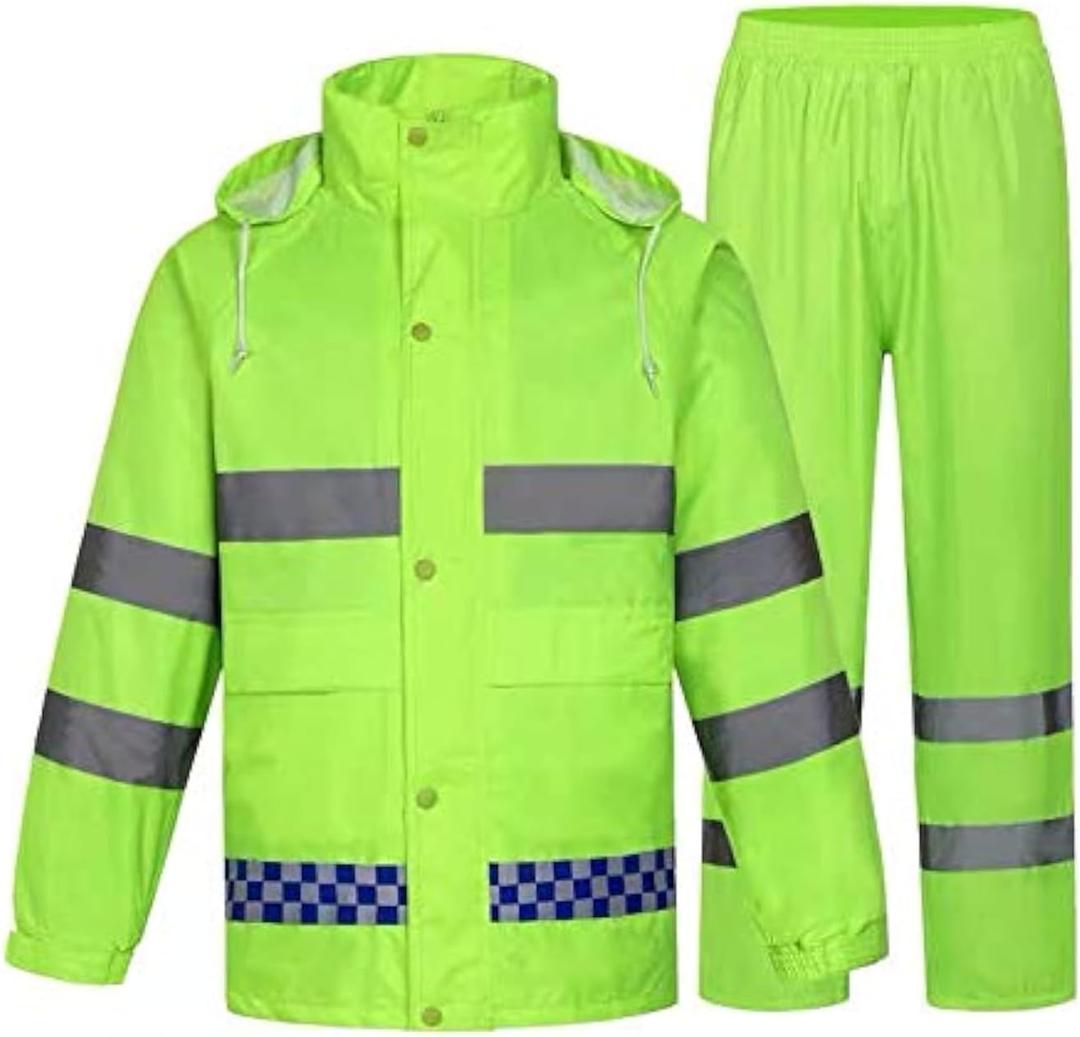 zojo High Visibility Safety Rain suit, Jacket, Pants High Visibility Reflective Rain Coats (Yellow-XL)