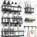 YASONIC Shower Caddy Adhesive, 100% Rustproof Shower Organizer with Soap Holder, 6 Pack Large Capacity shower Shelves for Inside Shower, No Drilling Bathroom Organizers and Storage for Home Decor