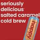 happy coffee salted caramel cold brew, 11 oz. cans, 12 pack, notes of brown sugar & brilliance, 100% arabica beans, no artificial flavors or artificial sweeteners