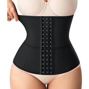 2x Nebility Waist Trainer for Women Corset Shapewear Tummy Control Body Shaper Girdle Waist Cincher Postpartum Belly Band(Large, Black)