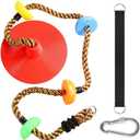 Climbing Rope Tree Swing with Platforms and Disc Swing Seat Set Outdoor Playground Accessories for Kids Including Hanging Strap & Carabiner