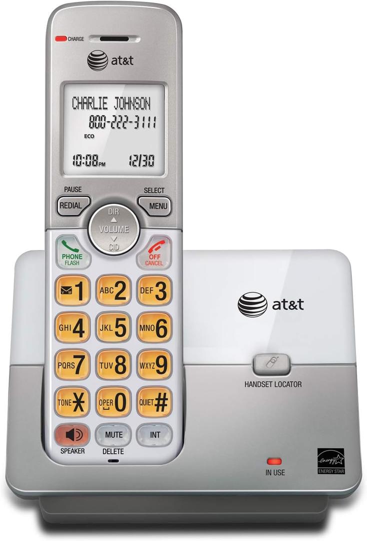 AT&T EL51103 - DECT 6.0 Cordless Home Phone. Full-Duplex Handset Speakerphone, Backlit Display, Lighted Keypad, Caller ID/Call Waiting, Phonebook, Eco Mode, Voicemail Key, Quiet Mode.