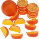 Woration 19 Pcs Artificial Fake Orange & Slices Blocks Set Simulation Fruits Model Realistic Oranges Home Decoration for Party Kitchen Wedding Props Ornament