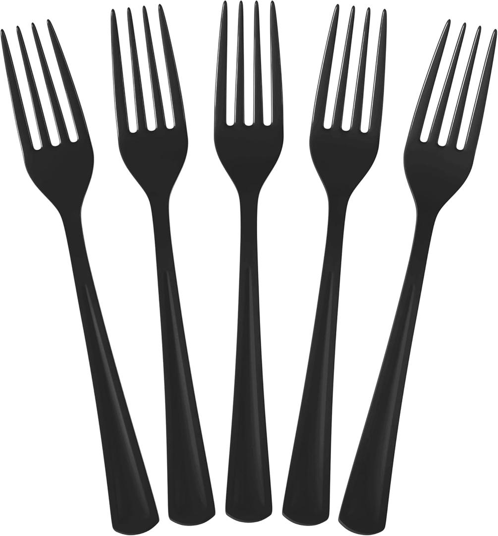 Black Plastic Forks 50 Pcs Black Forks Disposable Utensils Heavy Duty Plastic Cutlery Set Disposable Cutlery Sets Flatware Sets Silverware Set For Party Supplies & Party Tableware Exquisite