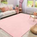 Amearea Modern Area Rugs for Bedroom Living Room, 4x6 Feet Pink Thickened Memory Foam Rug, Fluffy Indoor Washable Rugs Non Slip Minimalist Carpet for Kids Boys Girls Dorm Nursery Room Decor