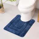 GRANNY SAYS Bathroom Toilet Rugs U Shaped, Bath Mats for Bath, Bathroom Rugs Non Slip Washable, Absorbent Microfiber Toilet Mat, Soft Plush Shaggy Bath Carpet, 20" x 24", Blue